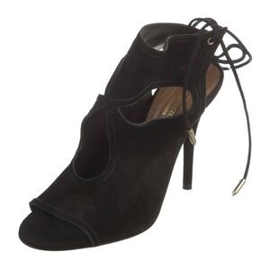 Aquazzura Black Suede Lace-Up Heels
